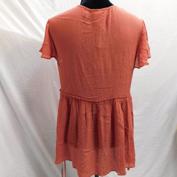 Matilda Jane S Coral Silky Tie Waist Blouse NEW NWT - Picture 6 of 6